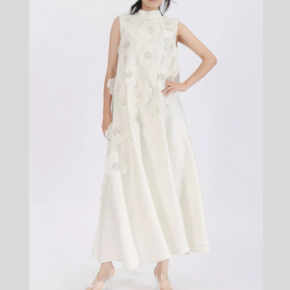 Floral Embellished Sleeveless Maxi Dress