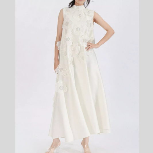 Floral Embellished Sleeveless Maxi Dress