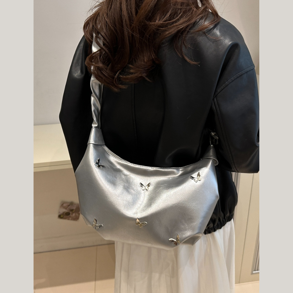 Butterfly Ruched Strap Shoulder Bag