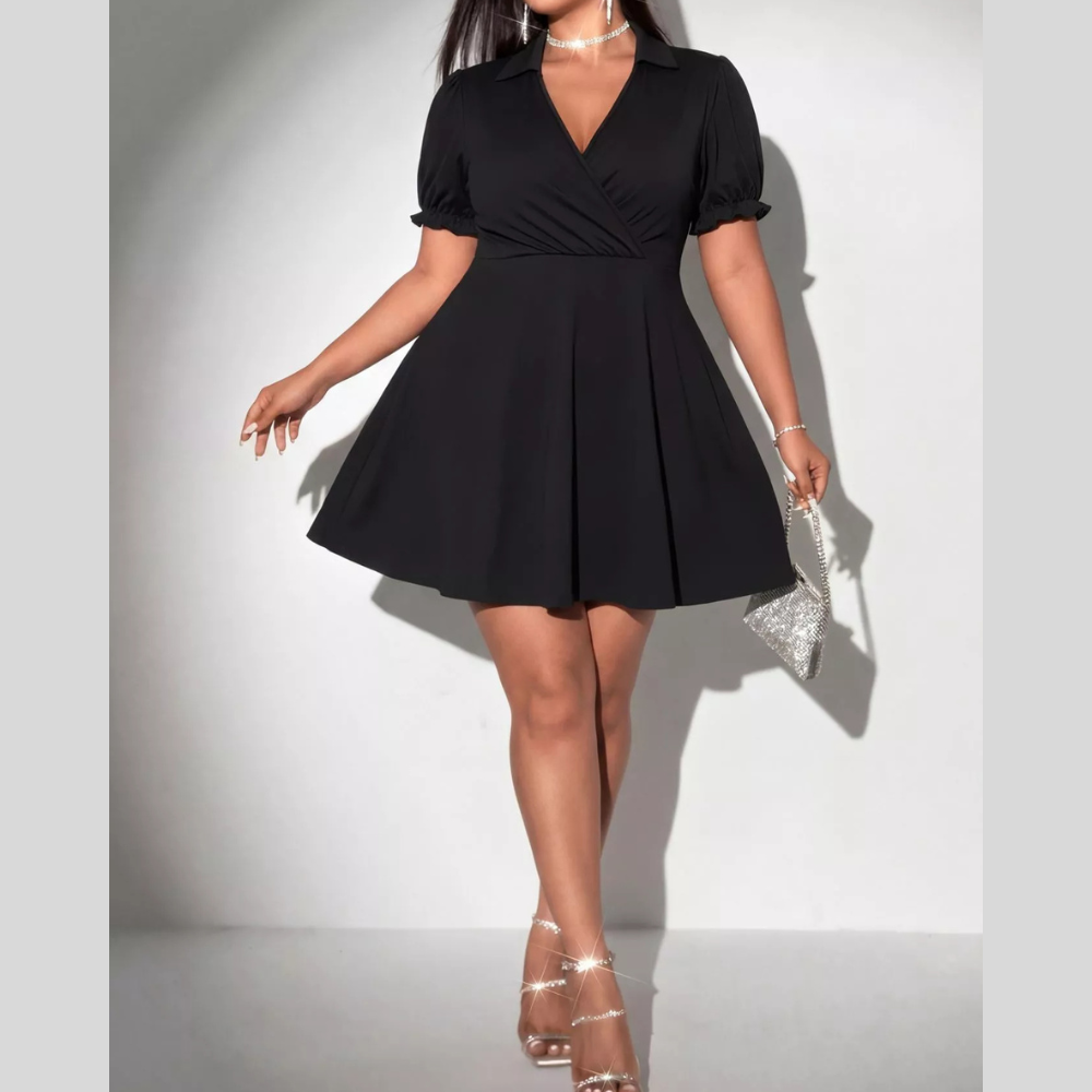 Plus Size Surplice Short Sleeve Mini Dress
