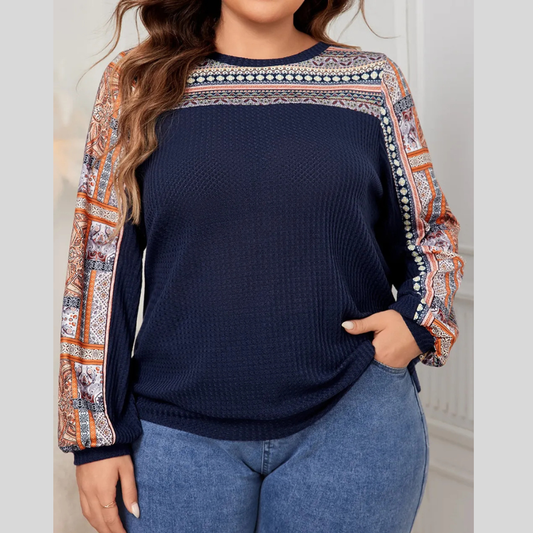 Honey Plus Size Printed Long Sleeve Sweatshirt