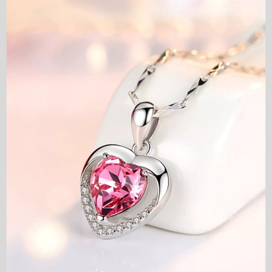 925 Sterling Silver Zircon Heart Necklace