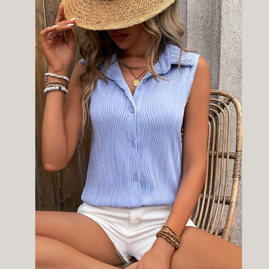 Button Up Collared Neck Tank