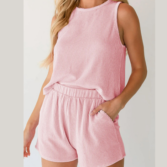 Summer Ready Sleeveless Tee and Shorts Set