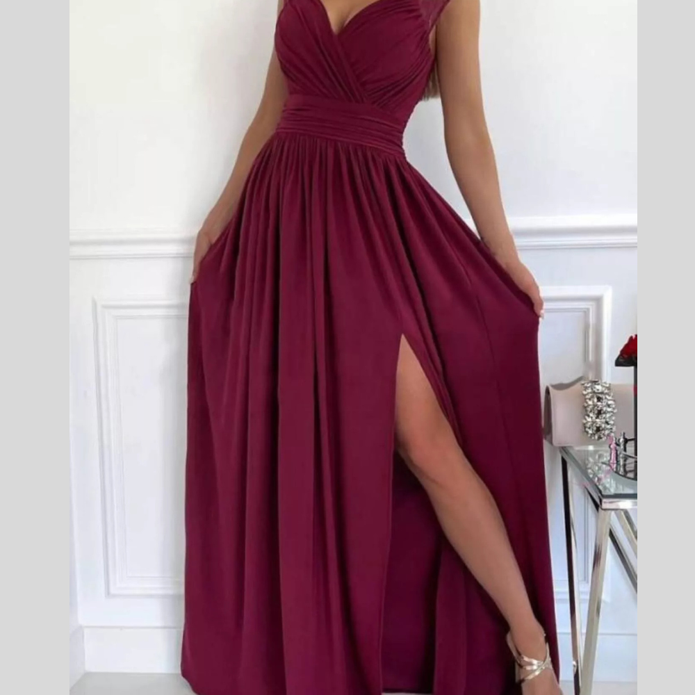 High Slit Lace Detail Maxi Dress