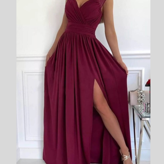 High Slit Lace Detail Maxi Dress