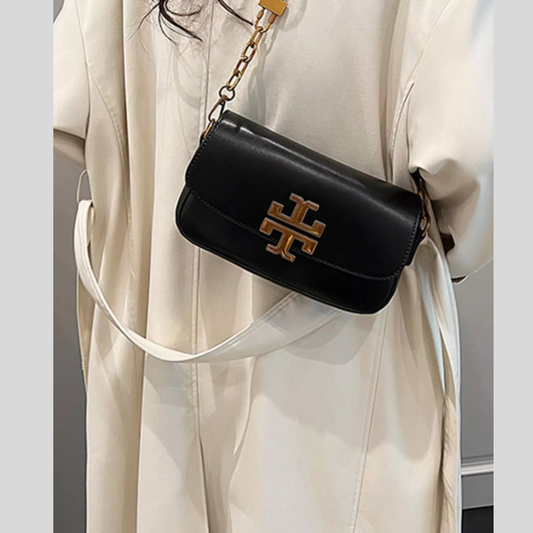 Elegant Leather Flap Crossbody Handbag
