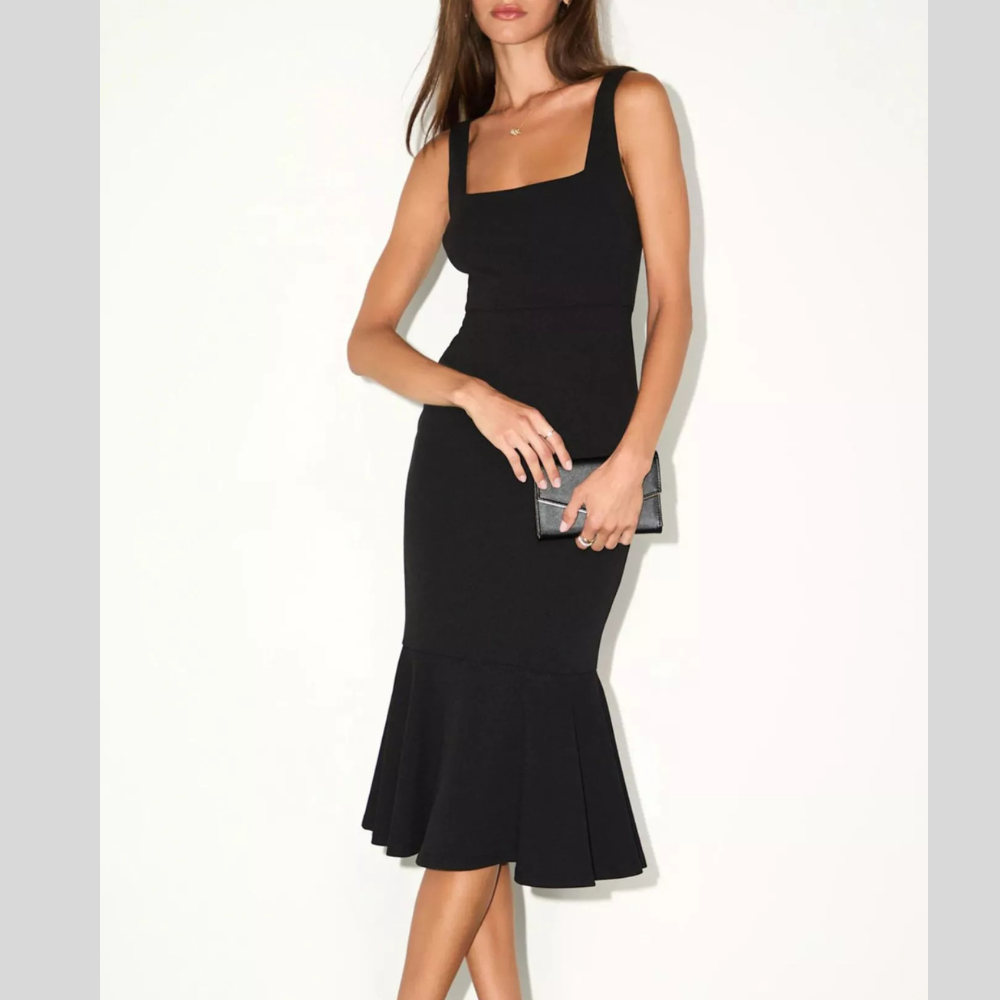 Sleeveless Square Neck Mermaid Midi Dress