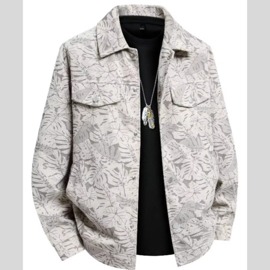 Men's Plus Size Printed Snap Down Casual Jacket