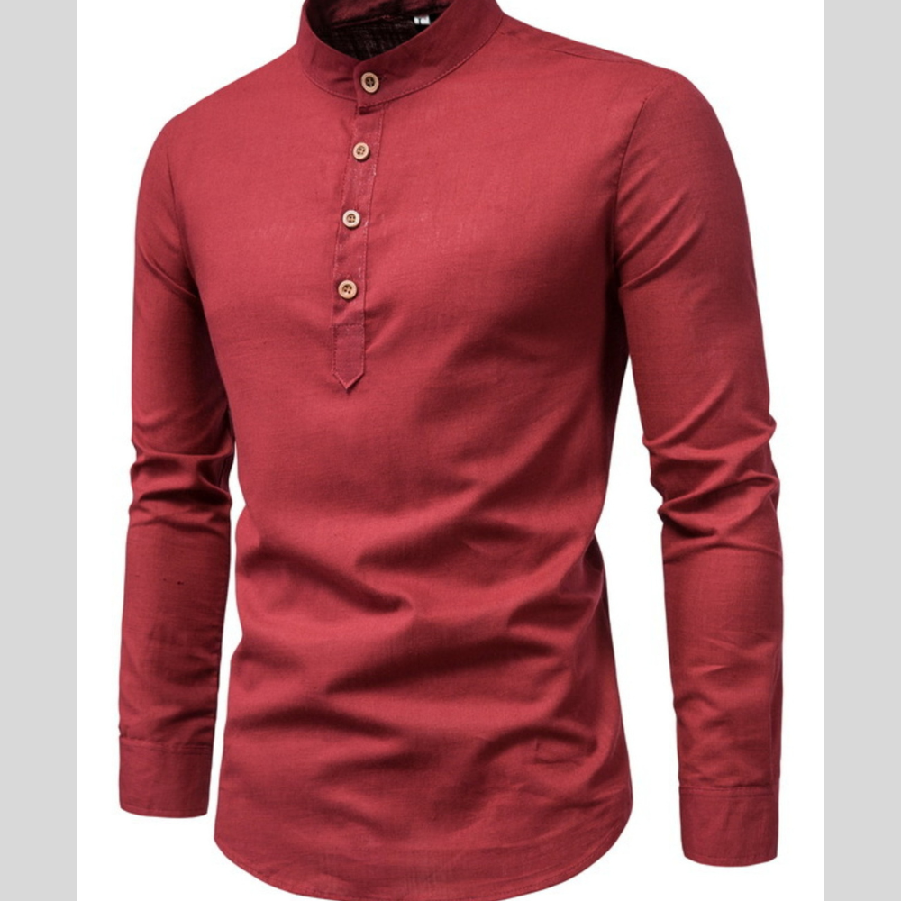 Men's Plus Size Button Detail Long Sleeve Shirt