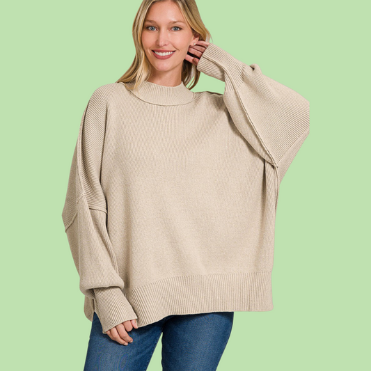 Zenana Side Sit Oversize Sweater