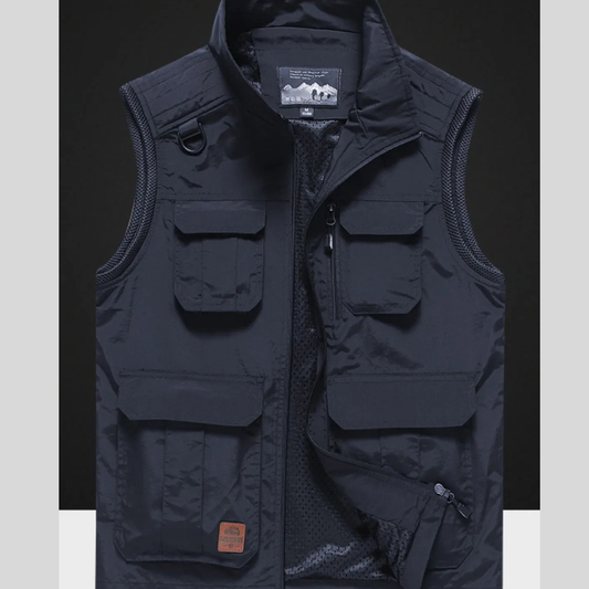 Men's Plus Size Zip Up Vest with Pockets