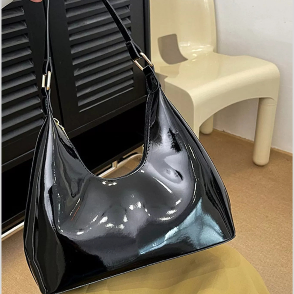 Solid Color Leather Shoulder Bag