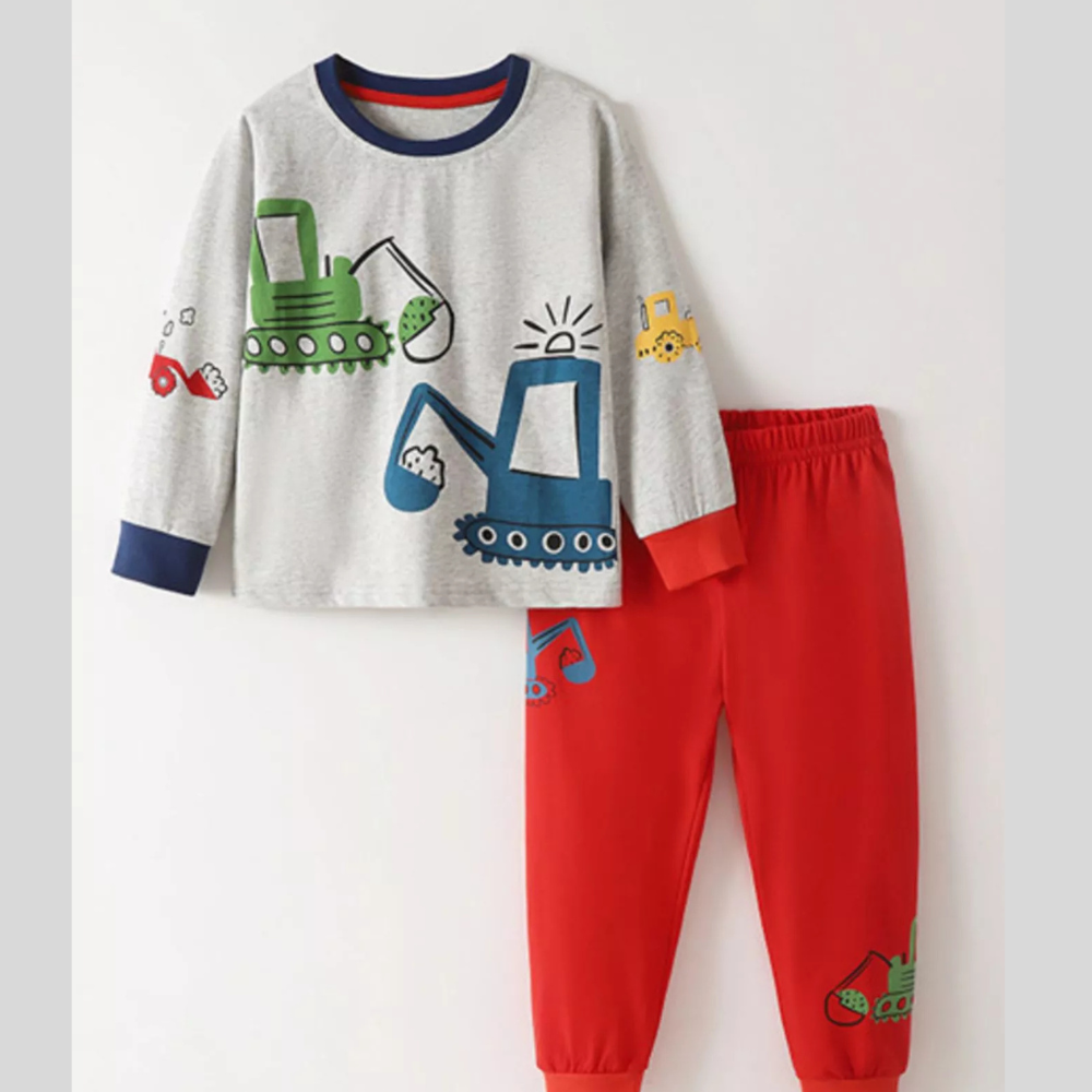 Children's Construction Vehicle Print Pajama Set