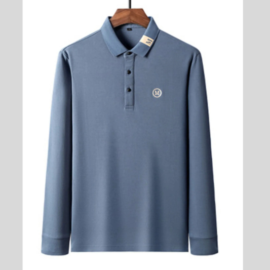 Men's Plus Size Long Sleeve Embroidered Polo