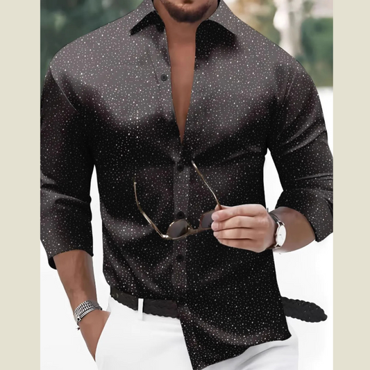Relaxed Fit Men's Long Sleeve Button-Up Shirt – Plus Size Option