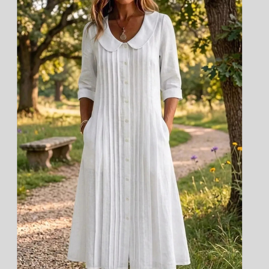 Full Size Peter Pan Collar Button Down Dress Plus Size