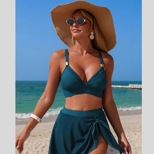 V-Neck High Waist Swim Set