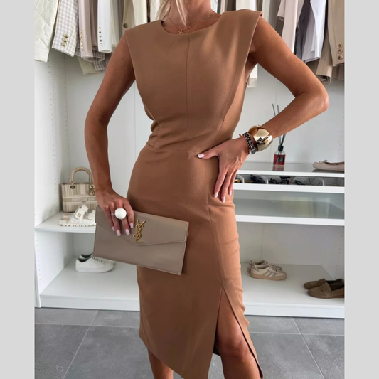 Full Size Slit Round Neck Sleeveless Dress Plus Size