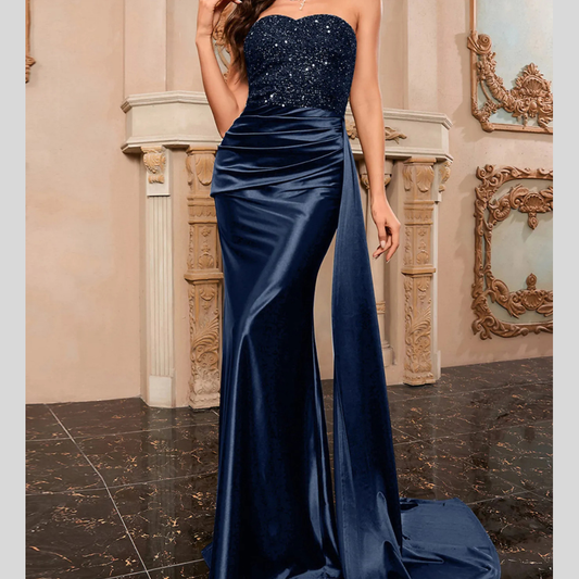 Sequin Sweetheart Neck Tube Evening Dress