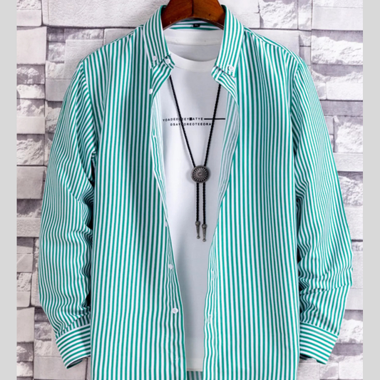 Men's Plus Size Striped Button Up Casual Shirt