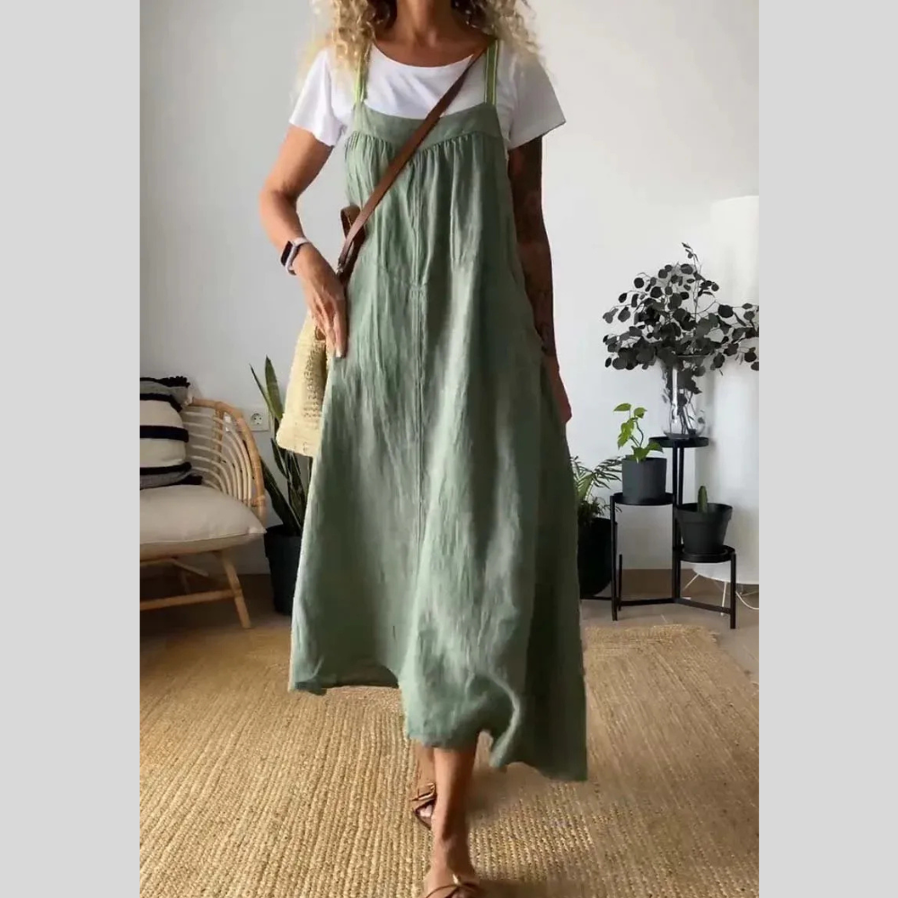 Full Size Ruched Cami Maxi Dress with Pockets Plus Size