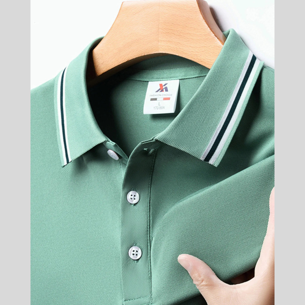 Men's Plus Size Classic Striped Collar Polo Shirt