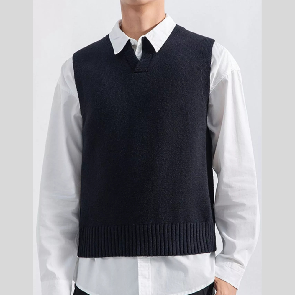 Men's Plus Size Ribbed Hem Sweater Vest