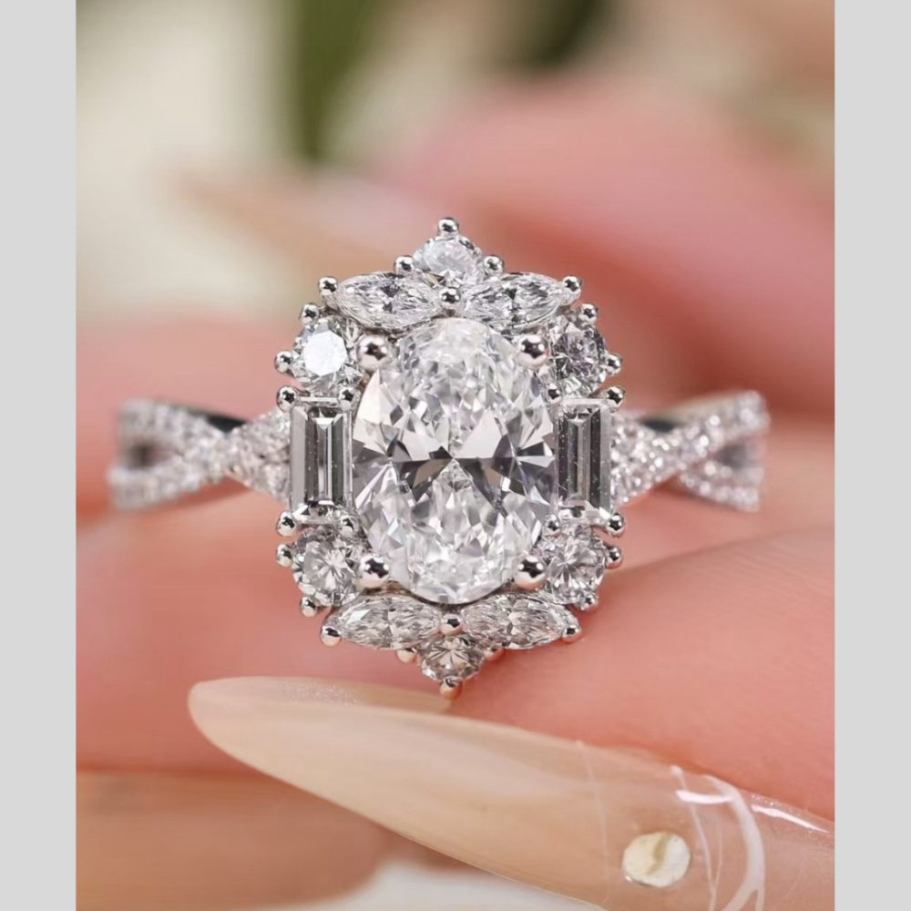 1 Carat Round Cut Moissanite Ring in 925 Sterling Silver