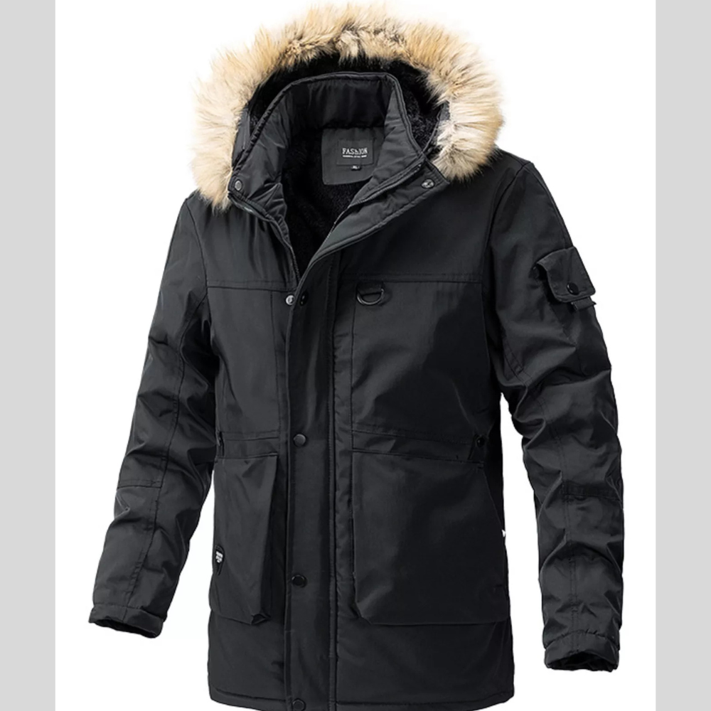 Men's Plus Size Fur Hooded Winter Parka Coat