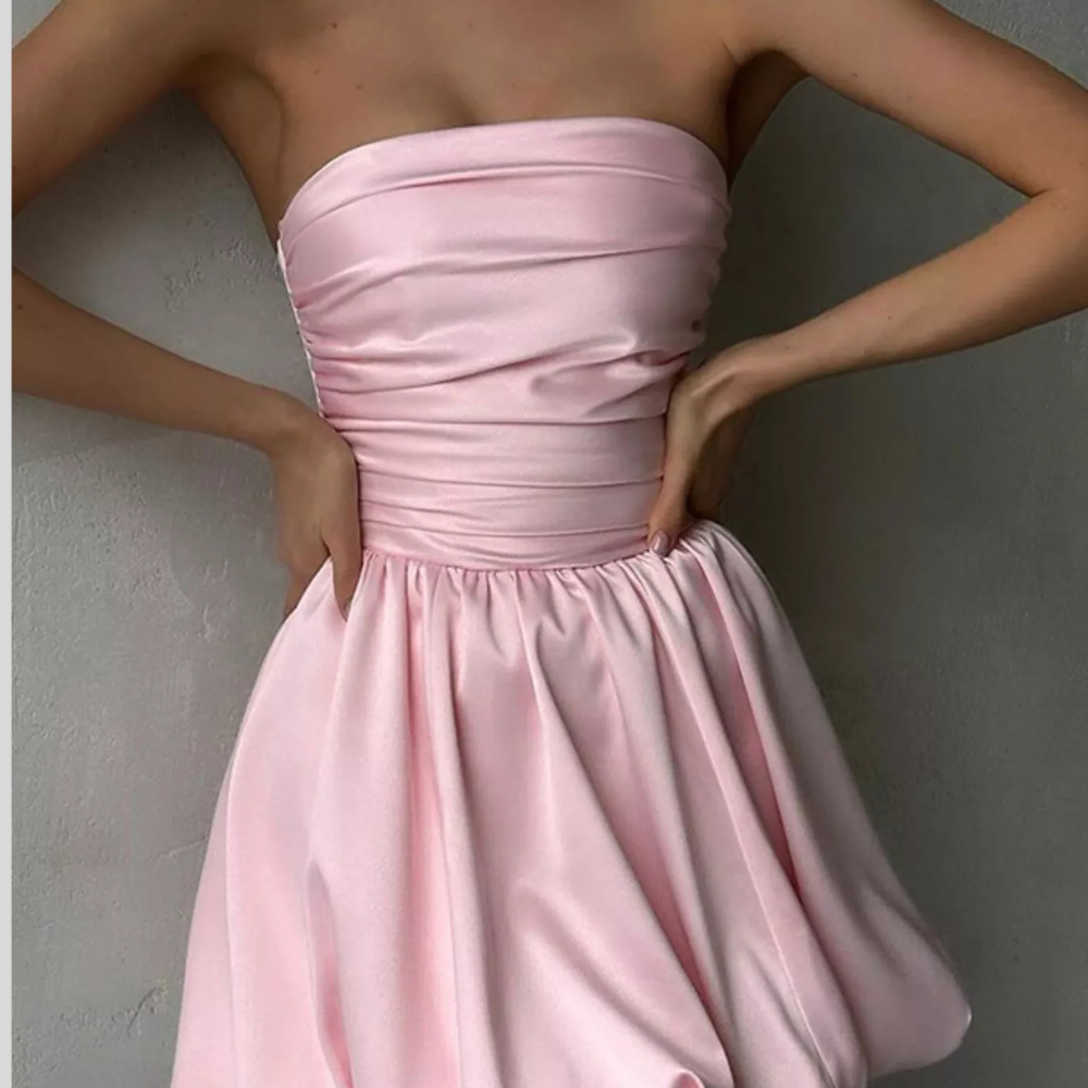 Strapless Ruched Mini Bubble Dress