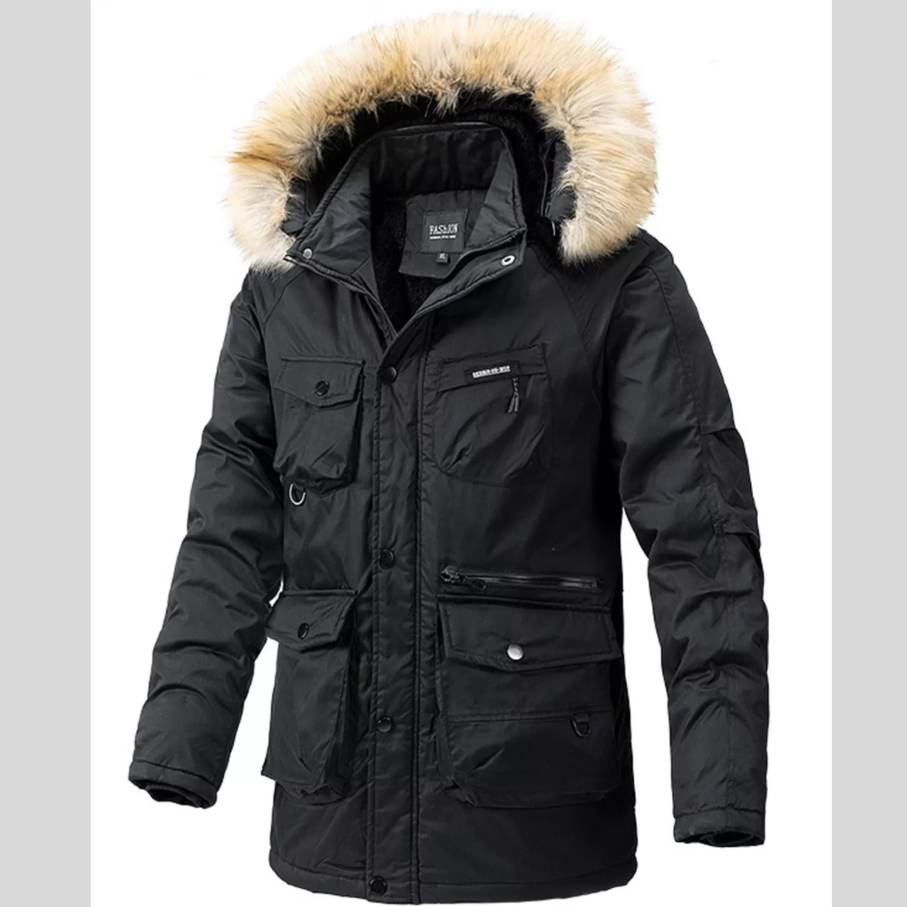 Men's Plus Size Fur Hooded Winter Parka Coat