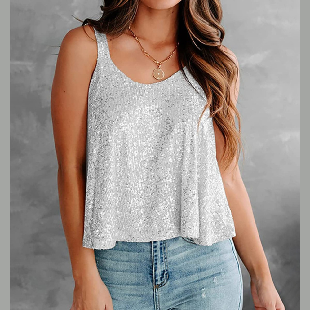 Sequin Scoop Neck Tank