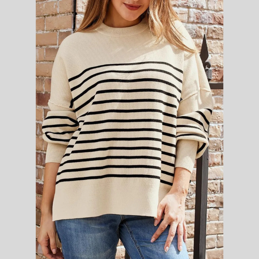 Striped Round Neck Long Sleeve Sweatshirt