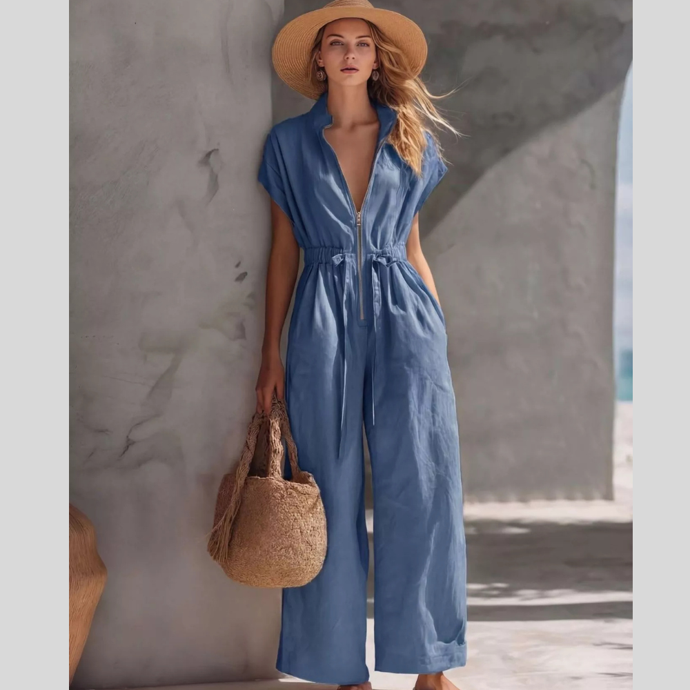 Zipper Front Wide Leg Jumpsuit