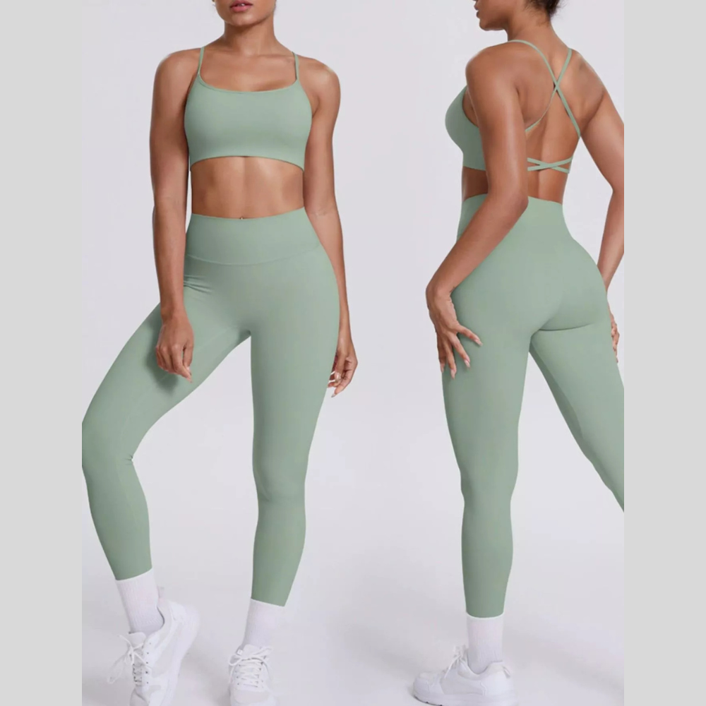 Criss-Cross Back Cami and Leggings Active Set