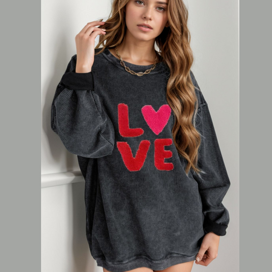 Valentine’s Day LOVE Round Neck Long Sleeve Sweatshirt
