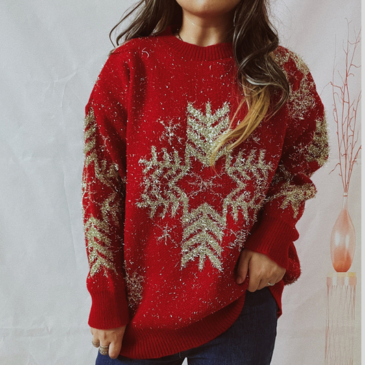 Snowflake Pattern Long Sleeve Sweater