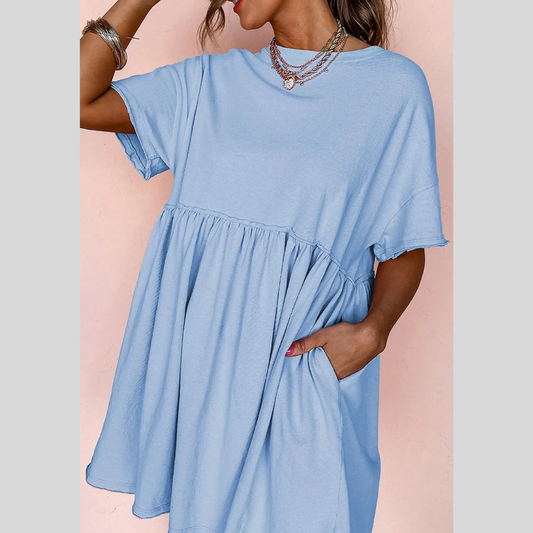 Round Neck Half Sleeve Mini Tee Dress