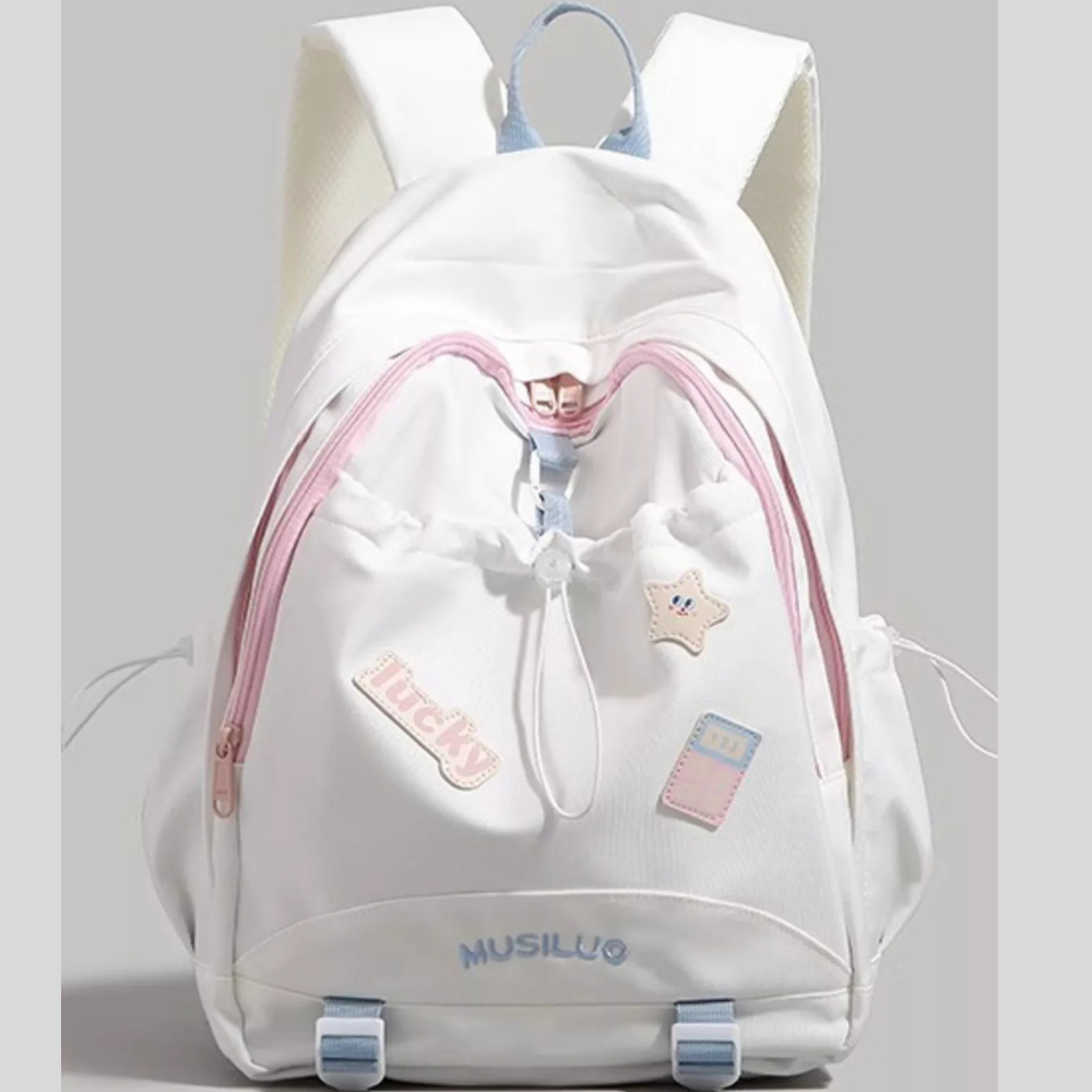 Drawstring Contrast Backpack Bag
