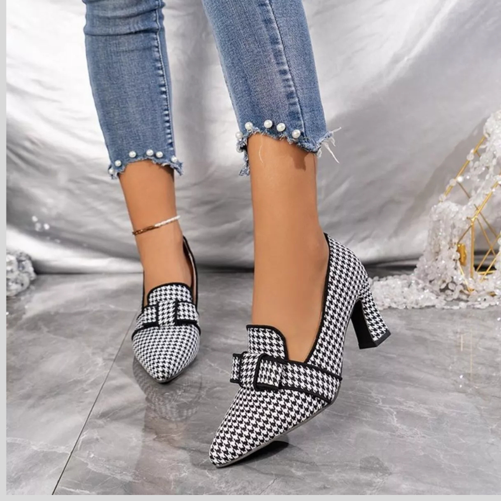 Women's Pointed Toe Block Heel Pumps