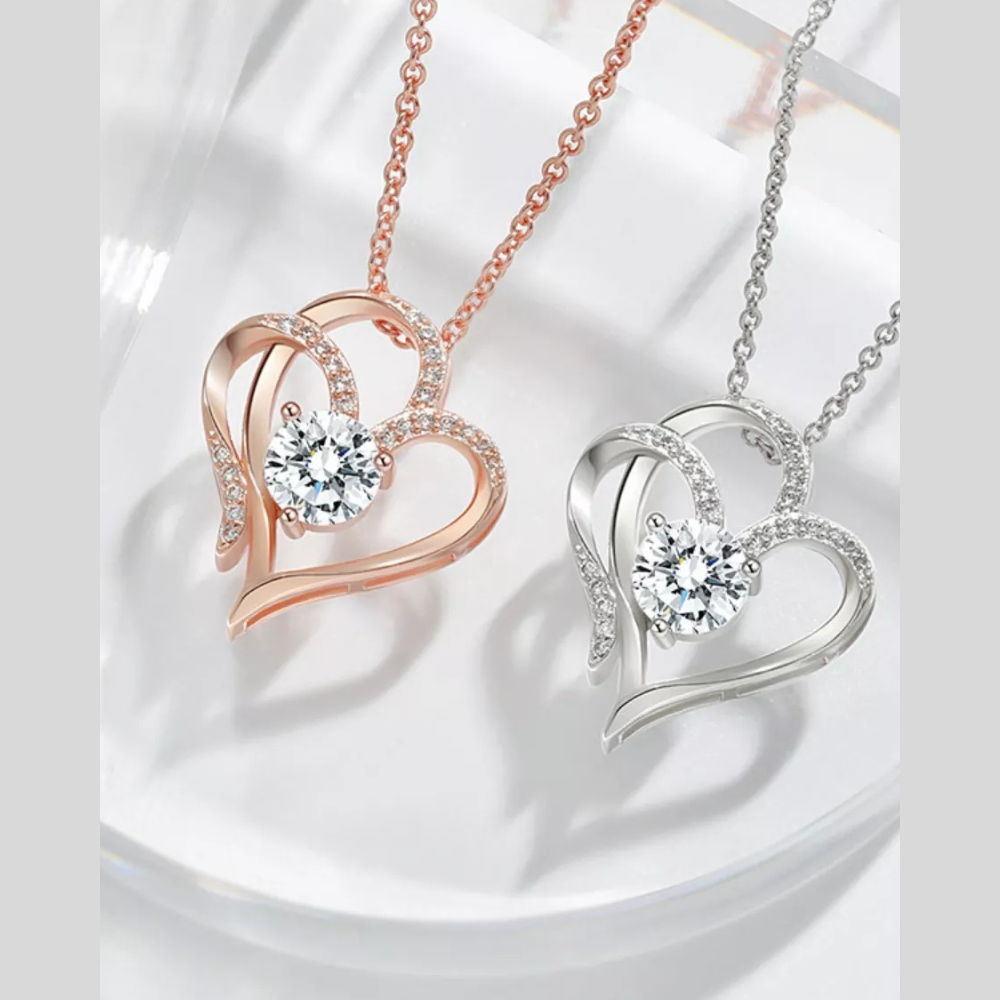 Elegant Silver Heart Pendant Necklace