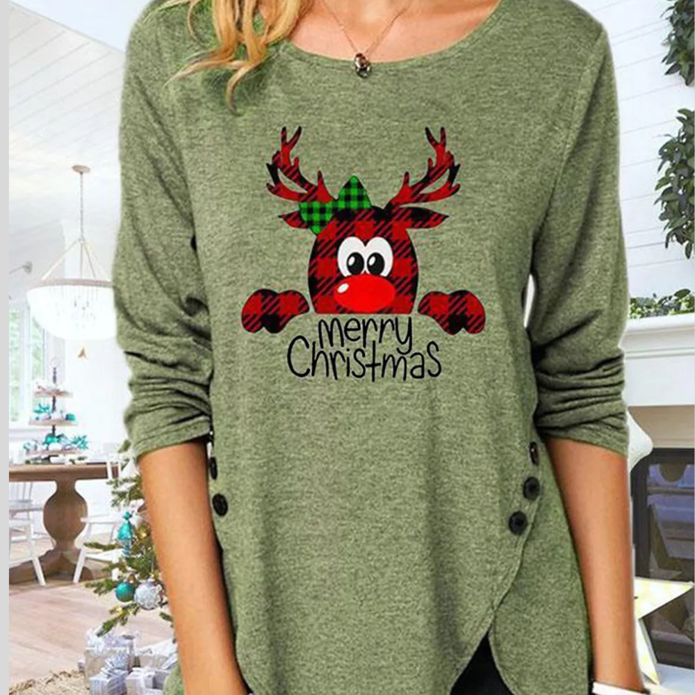 Full Size Reindeer Round Neck Long Sleeve T-Shirt