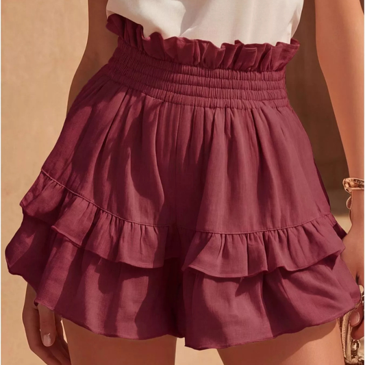 Full Size Ruffled High-Waisted Shorts Plus Size