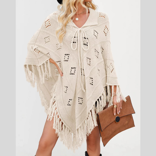 Fringe Openwork Knit Cover Up