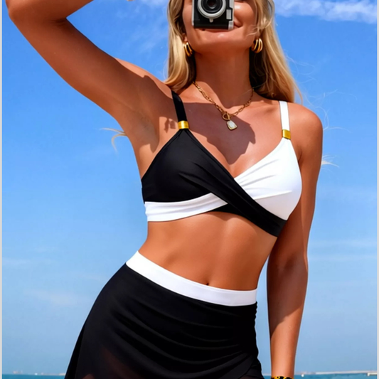 Two Tone Cami and Skort Swim Set
