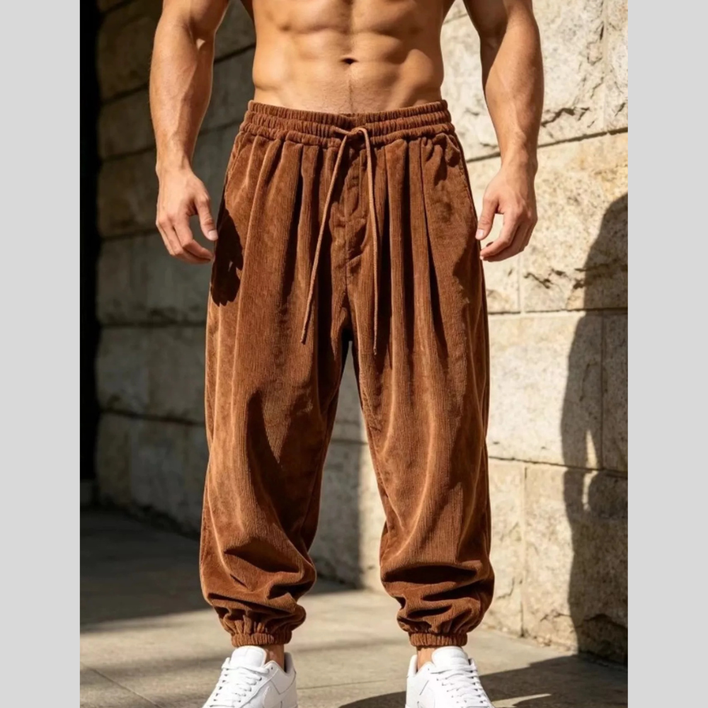 Men's Plus Size Corduroy Loose-Fit Joggers