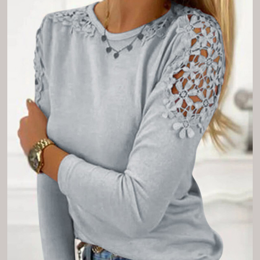 Full Size Cutout Round Neck Long Sleeve T-Shirt