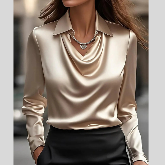 Full Size Collared Neck Long Sleeve Blouse Plus Size