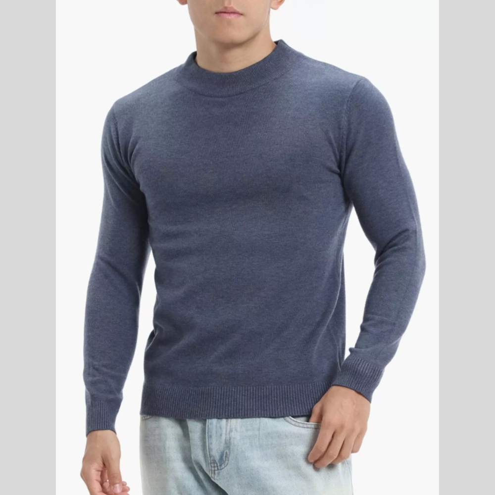 Men's Plus Size Slim-Fit Mock Neck Knit Top